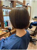 20代30代ミニボブココアブラウン小顔美肌ストレート丸み