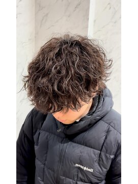 オム ブランシェ(HOMME BLANCHE’) 【Ryo】外国人風波巻きパーマ&ブラウンカラー