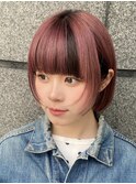 ボブレイヤーデザインカラーピンクベージュブラウン