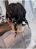 結婚式お呼ばれツインアレンジヘアセット渋谷表参道青山エジリ