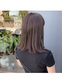 柔らか ブリーチなしグレージュ ストレートミディ