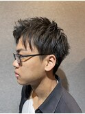 【アップバング/ツーブロック/束感/黒髪】