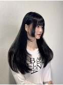 大人レイヤーカット/姫カット/前髪あり/ナチュラルブラック