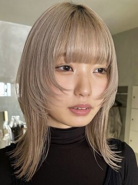 ハウ 心斎橋(how) ミルクティーアッシュハイトーン透明感グレージュウルフミディ