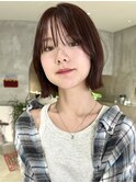 20代30代大人美人小顔ブリーチなし韓国ヘアレッドボルドーカラー