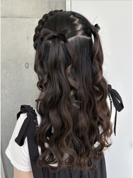 スタジオカラー(Studio Color) 編みカチュリボンハーフツイン