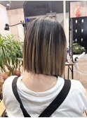 バレイヤージュグラデーション アンブレラカラー ボブ ブリーチ