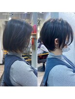 白髪ぼかしハイライト/絶壁解消/ひし形大人ショートボブ/聖