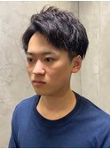 サイドパート ツーブロック 束感スパイラルパーマ