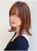 前髪 アンブレラカラー こなれミディ イメチェン ウェーブパーマ