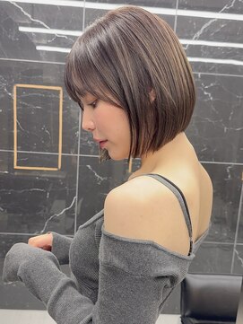 サイン 渋谷(SIGN) くびれボブレイヤーカットグレージュブリーチ無し