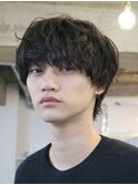 韓国風マッシュウルフカット波巻きスパイラルパーマツーブロック