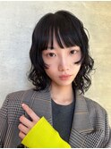 ウルフパーマウルフカット黒髪パーマニュアンスパーマ