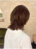 ★ウルフボブ/モカブラウン/細めハイライト/白髪ぼかし/銀座40代