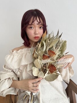 サンクチュアリー ウィズ コネクト(Sanctuary with connect) カシスレッドカラー×くびれボブヘア