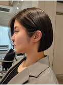 前髪なしハンサム耳かけミニボブ20代30代