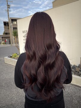ボルドーカラー×ロングヘア