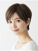 白髪ぼかしハイライトブリーチミルクティーベージュ