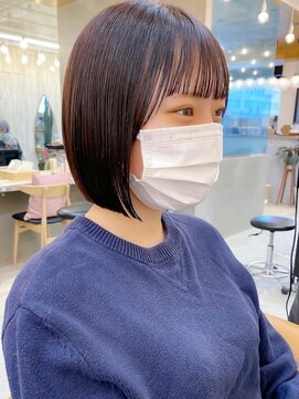 ロンドシエル 横浜(Lond ciel) 前下がりボブ前髪×ショコラアッシュ【横浜】