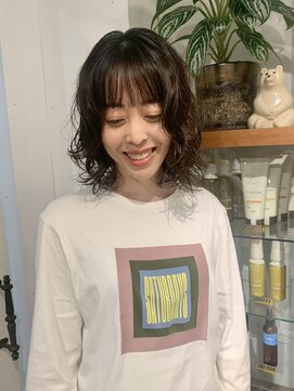 レイヤーボブふわふわくせ毛風パーマ