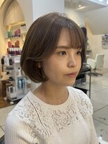 フレア(FLAiR) 20代30代ブリーチなし明るめオリーブベージュカラーショートボブ