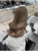 韓国ヘア顔周りレイヤーミルクティーベージュグレージュカラー