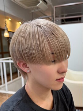 スタジオフォーエイチ(STUDIO 4H) 刈り上げショート/マッシュウルフ/ホワイトブロンド/メンズ