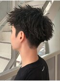 アップバング/短髪/ツイストパーマ/ブリーチ/メンズ/学割