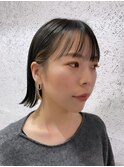 新宿/黒髪/インナーカラー/グレーベージュ/外ハネボブ/ボブ