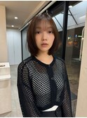 ダブルカラー外ハネボブインナーカラーハイライトケアブリーチ