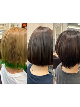骨格・髪質・毛流れを見極めて、あなたに似合うショートヘアをご提案。再現性の高いカット技術に定評あり◎