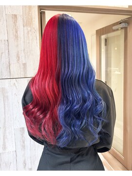 レッド×ブルーラベンダー/ツートンカラー/デザインカラー/仙台