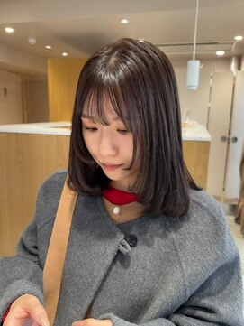 ケシキ 表参道 原宿(kesiki.) ミディアムレイヤー顔周りカットハッシュカットワンホンレイヤー