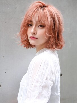 ラフィスヘアー ハーツ 松井山手店(La fith hair hearts) 【La fith】 ピンクベージュ×ボブ