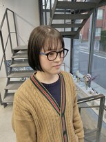 ヘアー アイス 御器所本店(HAIR ICI) 大人可愛い艶カラーカーキベージュブラウン丸みボブ