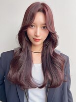 ユアーズ ヘア 恵比寿本店(youres hair)&nbsp;小顔薄めバングピンクブラウンレイヤーエアリーロン グ前髪美髪