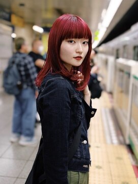 ピークアブー 原宿ハラカド(PEEK-A-BOO) 赤カラー/レッドカラー/ワインレッド/レイヤーカット/赤髪