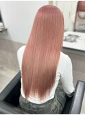 ロング　ケアブリーチ　ピンクベージュ　ハイトーン　10代20代
