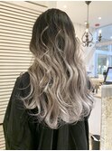 バレイヤージュグレージュハイライトダブルカラーケアブリーチ