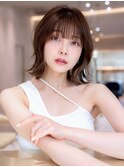 チョコグレージュ/20代30代大人かわいい/ミディアムレイヤー