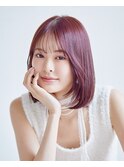 【over hair】カシスレッド×切りっぱなしボブ