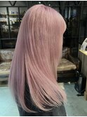 ホワイトピンクブリーチカラーうすピンクケアブリーチデザイン