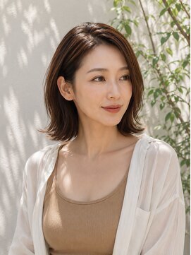 ラルジュヘアイコール(Large hair equal =) かきあげバングかきあげボブかき上げ前髪カジュアル前髪なし
