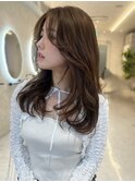 韓国風顔まわりレイヤーカット×ダークブラウン