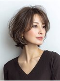 白髪ぼかし脱白髪染め似合わせショートボブ40代50代60代