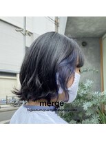 ヘアメイク マージ(hair make merge)&nbsp;《東住吉区/デザインカラー》ネイビーインナー×切りっぱなし