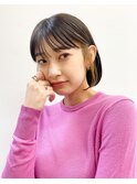 ボブ　インナーカラー　ショート　前髪