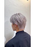 韓国マッシュウルフメンズホワイトラベンダーシルバーブリーチ