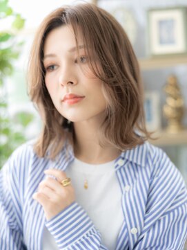 カバーヘア ブリス 上尾西口店(COVER HAIR bliss) 外国人風インナーカラーかきあげ前髪ロブヘアh4上尾20代30代40代