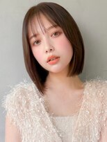 キリ 表参道(kyli)&nbsp;サイドバングくびれヘア艶感暗めカラー斜めバングうる艶髪